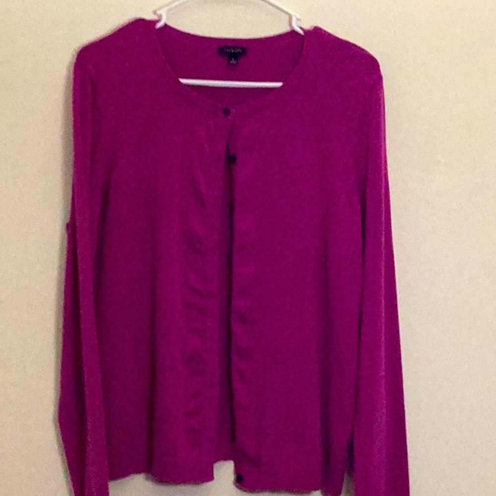 TALBOTS open front cardigan made in Canada size large. Color purple.
